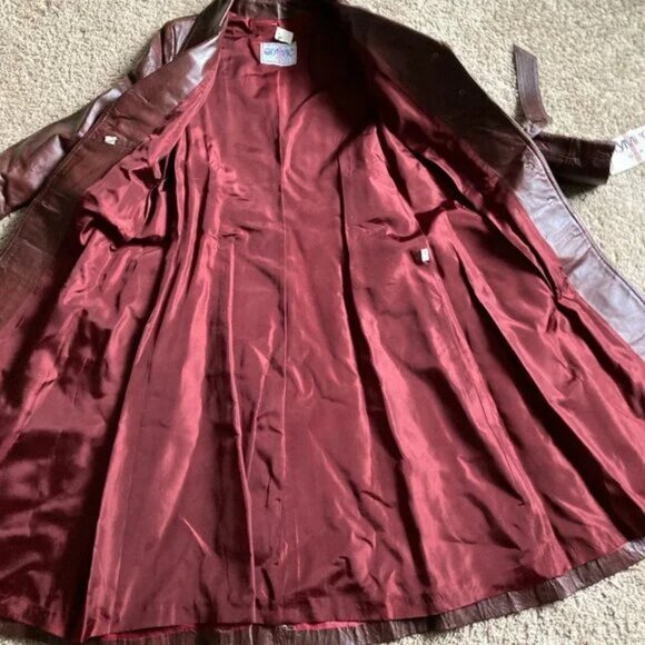 UNWORN Vintage Leather Coat Size L Retro Boho Fall Office Daily Wear 70s - Picture 5 of 12